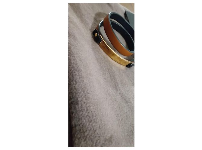 Bottega Veneta Armband aus Leder und goldener Panzerkette Braun Schwarz Gold hardware - Ansicht 7