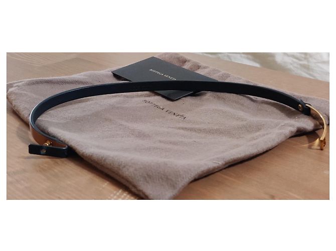 Bottega Veneta Armband aus Leder und goldener Panzerkette Braun Schwarz Gold hardware - Ansicht 8