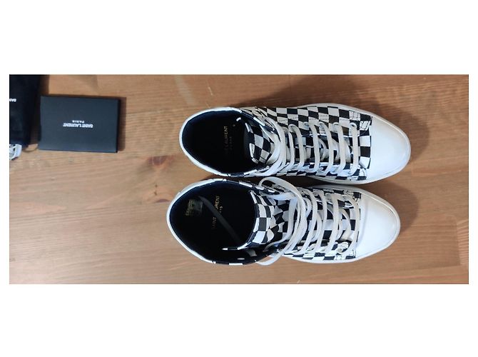 Sneakers Saint Laurent patinate - Bedford quadri neri/bianchi Nero Bianco - vista 3