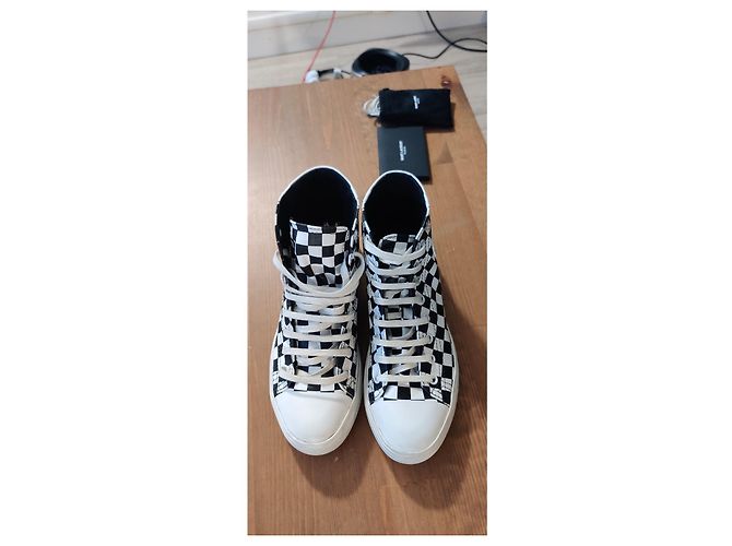 Sneakers Saint Laurent patinate - Bedford quadri neri/bianchi Nero Bianco - vista 4