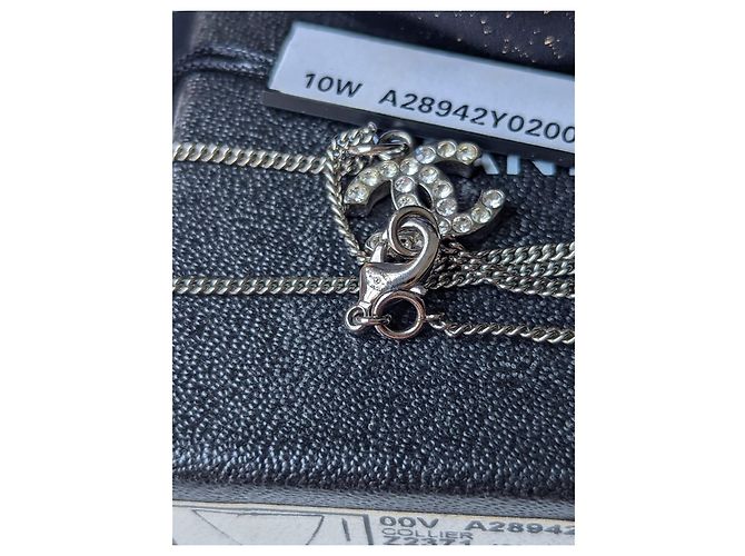 Chanel CC B10V logo classico intramontabile cofanetto per collana in cristallo docs Argento - vista 4