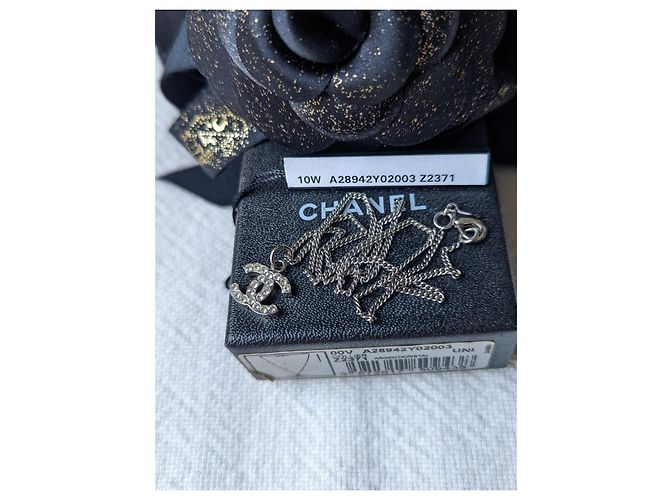 Chanel CC B10V logo classico intramontabile cofanetto per collana in cristallo docs Argento - vista 5