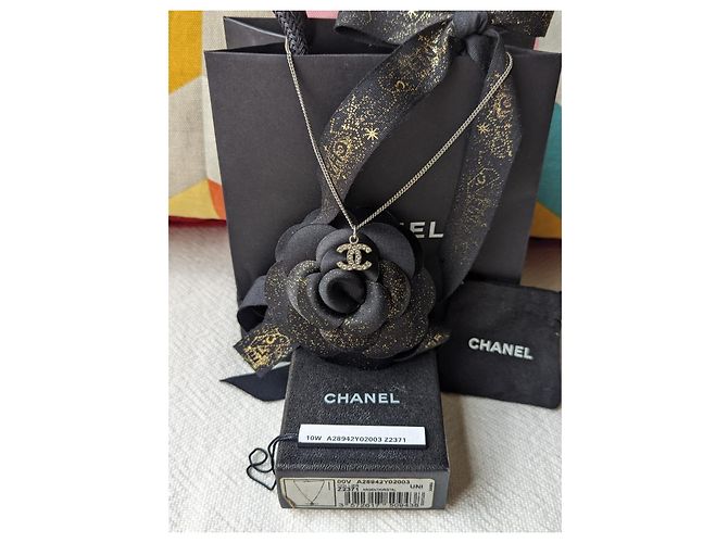 Chanel CC B10V logo classico intramontabile cofanetto per collana in cristallo docs Argento - vista 8