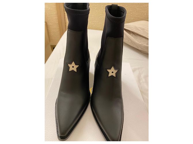 Stivali texani Christian Dior in pelle nera con stella bianca Nero - vista 3