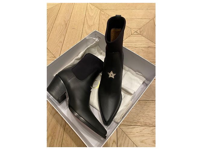 Stivali texani Christian Dior in pelle nera con stella bianca Nero - vista 5