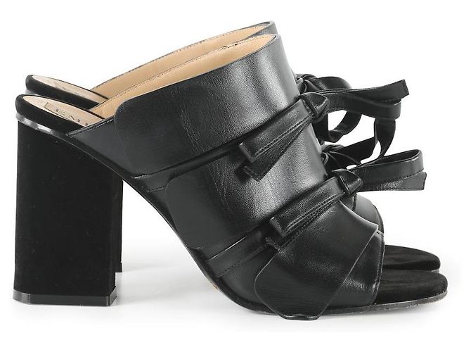 Emilio Pucci Mules Mondragone Bow en cuir noir - vue 2