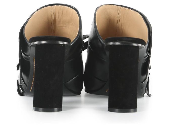 Emilio Pucci Mules Mondragone Bow en cuir noir - vue 3