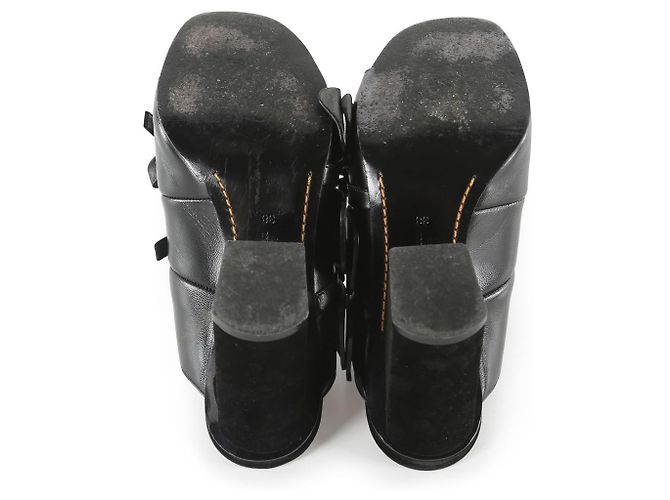 Emilio Pucci Mules Mondragone Bow en cuir noir - vue 4