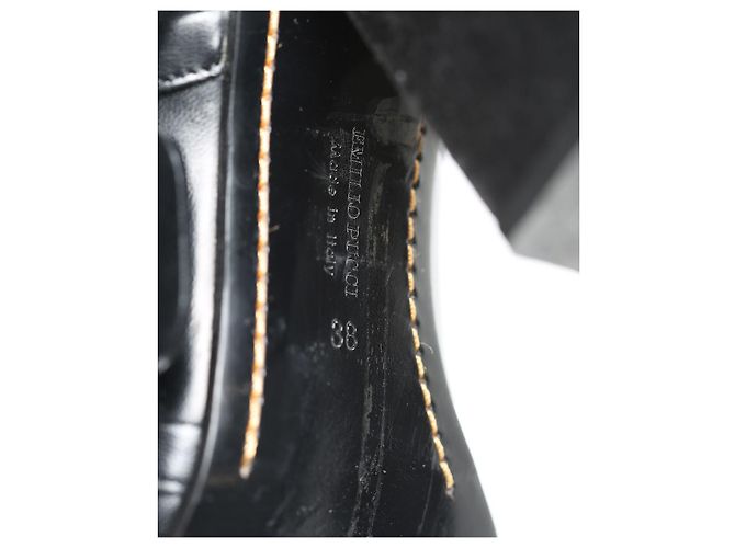 Emilio Pucci Mules Mondragone Bow en cuir noir - vue 6