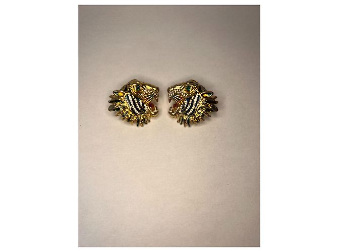 Orecchino testa superiore Gucci Gold hardware - vista 2
