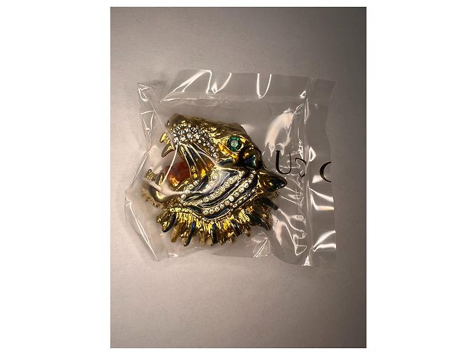 Spilla Gucci Rajah Testa con Cristalli Placcata Oro Multicolore - vista 2