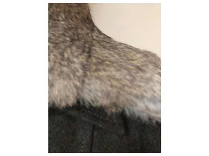 Max & Co Khaki Wool Jacket with Removable Rabbit Collar - view 4