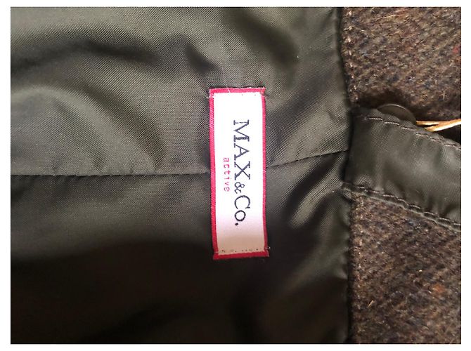 Max & Co Khaki Wool Jacket with Removable Rabbit Collar - view 6