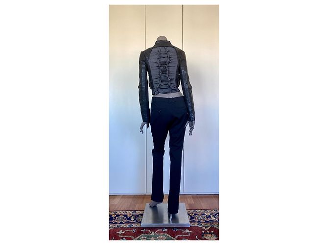 Giacca in pelle e pelliccia nera Bcbg Max Azria Taglia S Nero - vista 4