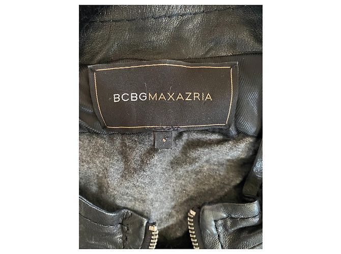 Giacca in pelle e pelliccia nera Bcbg Max Azria Taglia S Nero - vista 5