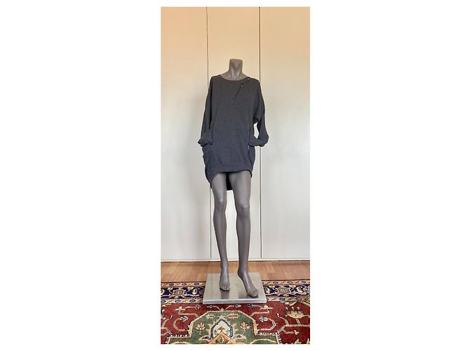 Bcbg Max Azria Strickkleid aus Baumwolle Grau Größe S - Ansicht 7