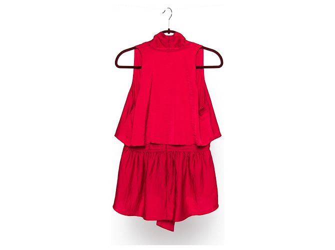 Bcbg Max Azria Celline Top senza maniche con peplo rosso - vista 3