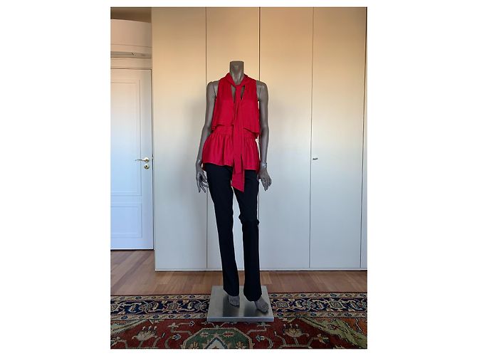 Bcbg Max Azria Celline Top senza maniche con peplo rosso - vista 5