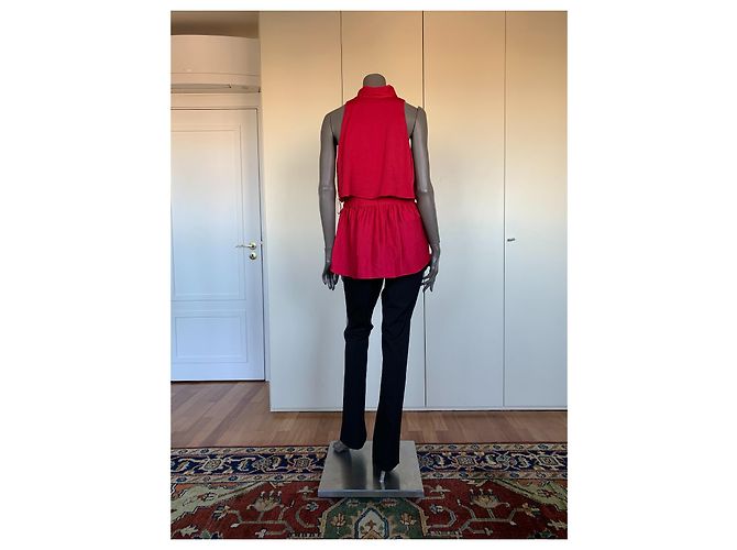 Bcbg Max Azria Celline Top senza maniche con peplo rosso - vista 8
