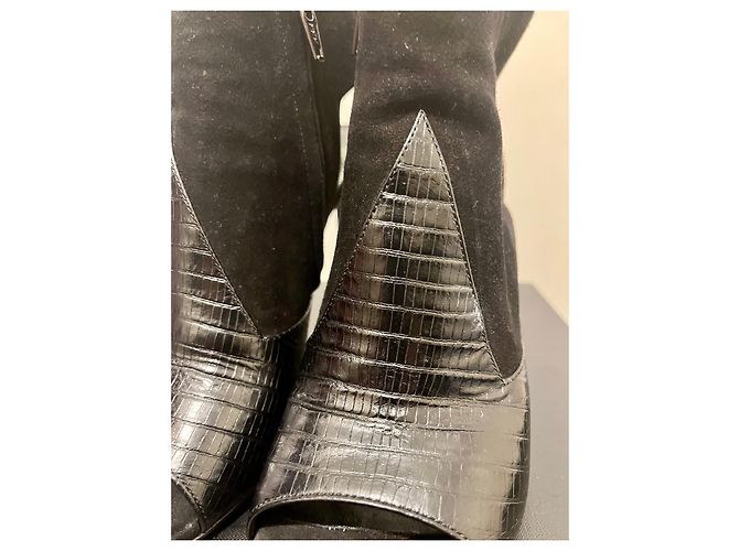 Saint Laurent Jane tacchi con allacciatura e goffratura Nero - vista 8