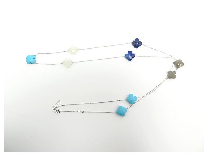 COLLANA MORGANNE BELLO 9 COLLANA TRIFOGLIO LAPISLAZZULI TURCHESE Argento - vista 2