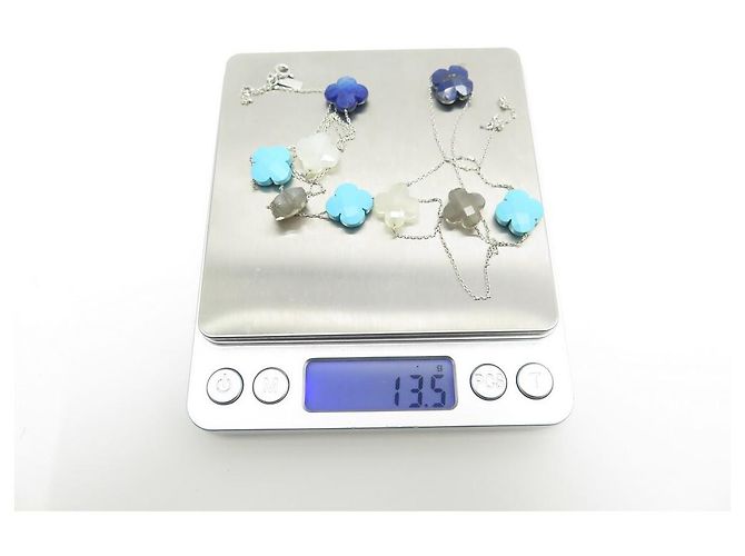 COLLANA MORGANNE BELLO 9 COLLANA TRIFOGLIO LAPISLAZZULI TURCHESE Argento - vista 4