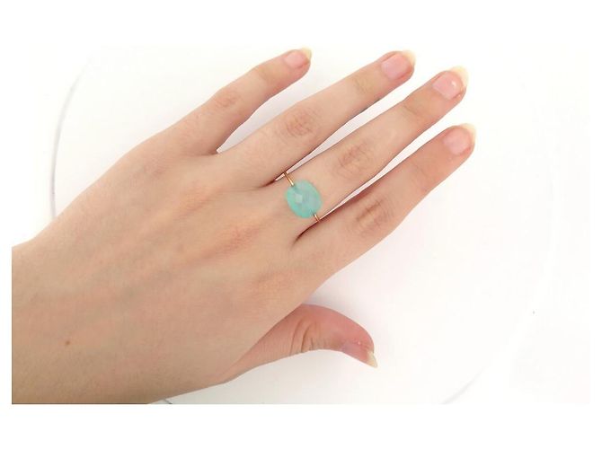 NUEVO ANILLO CANDY T DE MORGANNE BELLO 55 COJÍN ORO AMARILLO 18K Y AMAZONITA Dorado - vista 6