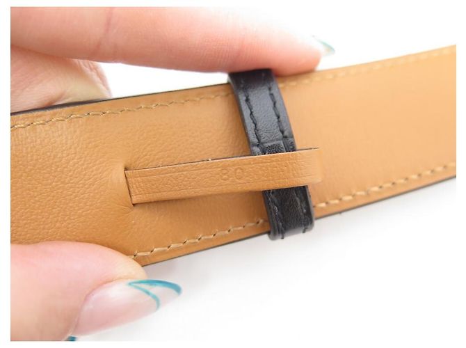 Hermès NEUER HERMES SEVRES GÜRTEL 32 TADELGRÖSSE 80 IN BLACK BOX LEDERGÜRTEL Schwarz - Ansicht 7