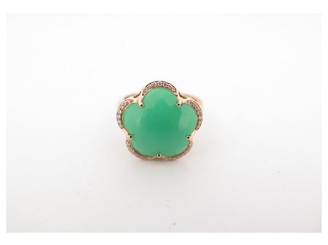 NEW ANELLO PASQUALE BRUNITO GOOD TONE ORO ROSA CRISOPRASIO VERDE E DIAMANTI NEW D'oro - vista 2