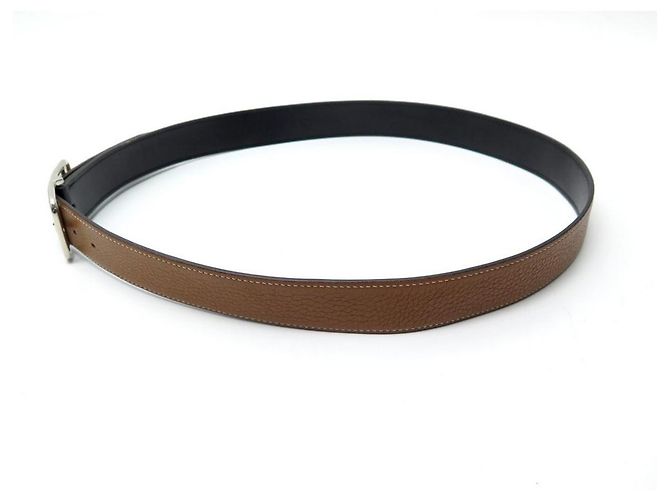 Hermès HERMES CAPE COD T BELT90 REVERSIBLE IN BLACK TOGO BROWN BOX LEATHER BELT - view 2