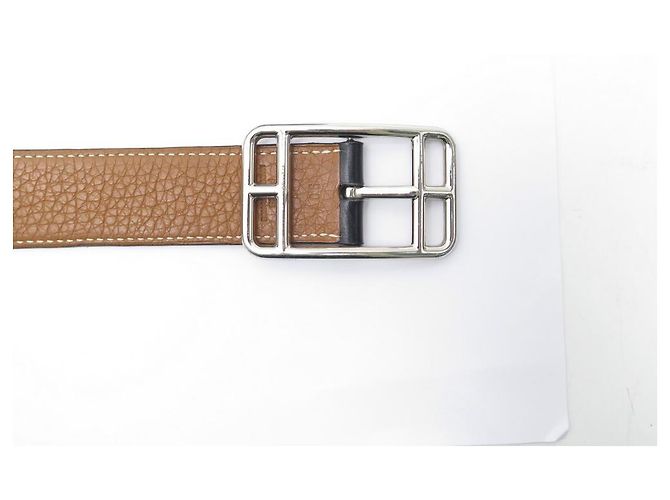 Hermès HERMES CAPE COD T BELT90 REVERSIBLE IN BLACK TOGO BROWN BOX LEATHER BELT - view 7