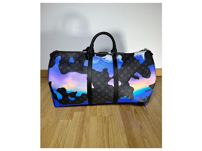 Abbesses Louis Vuitton Keepall 55 bandoulière Multicolore Grigio antracite - vista 3