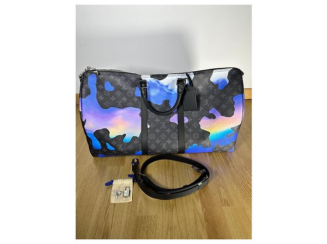Abbesses Louis Vuitton Keepall 55 bandoulière Multicolore Grigio antracite - vista 8