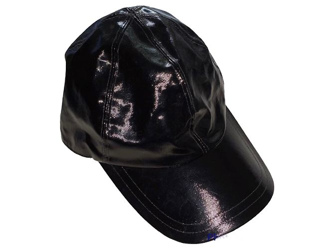 EXCELENTE Y AUTÉNTICA GORRA CHANEL SPORT EN VINILO NEGRO T.l - vista 3