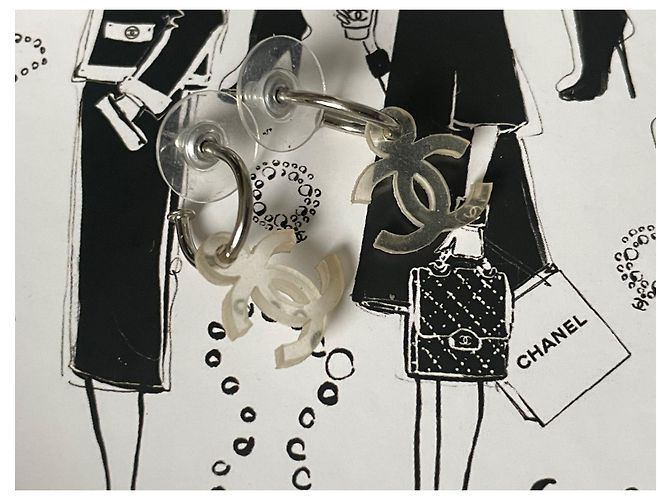 Chanel Ohrringe. CC Gummi Silber - Ansicht 3