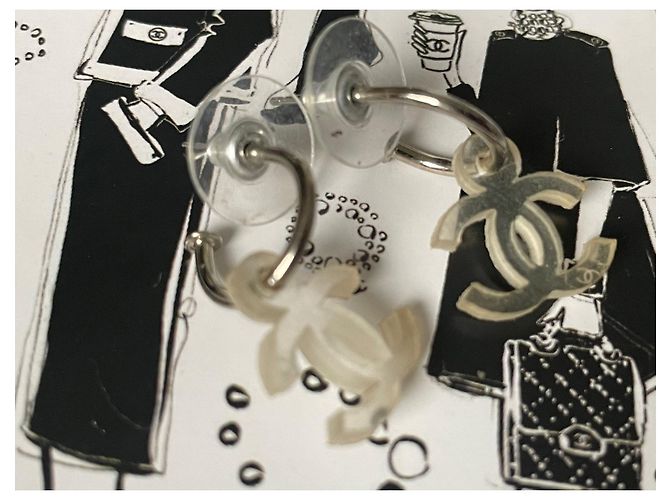 Chanel Ohrringe. CC Gummi Silber - Ansicht 4