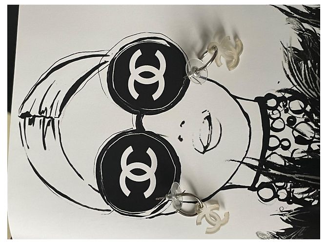 Chanel Ohrringe. CC Gummi Silber - Ansicht 5