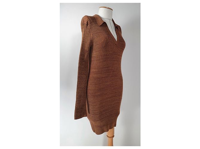 Vestido marrón de viscosa Helmut Lang Castaño - vista 3