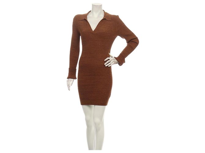 Vestido marrón de viscosa Helmut Lang Castaño - vista 8