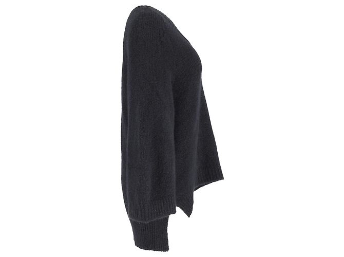 Suéter Adam Lippes Chunky Knit Deep Gola V em Caxemira Preta Preto - vista 2