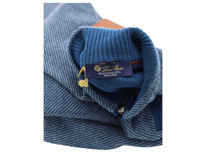 Maglia Pullover Roadster Loro Piana in Cashmere Blu - vista 3
