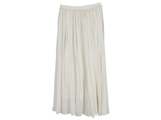 Falda larga Chloé con trenzado gitano en seda color crema - vista 2