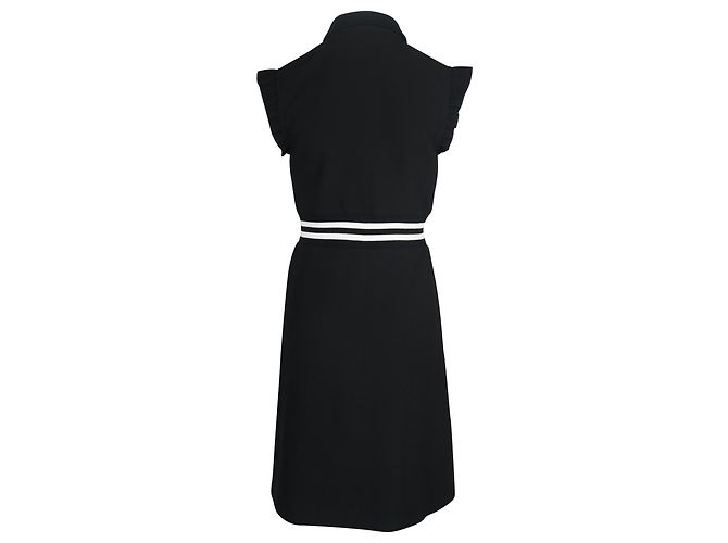 Maje Minikleid mit Rüschenärmeln aus schwarzem Polyester - Ansicht 3