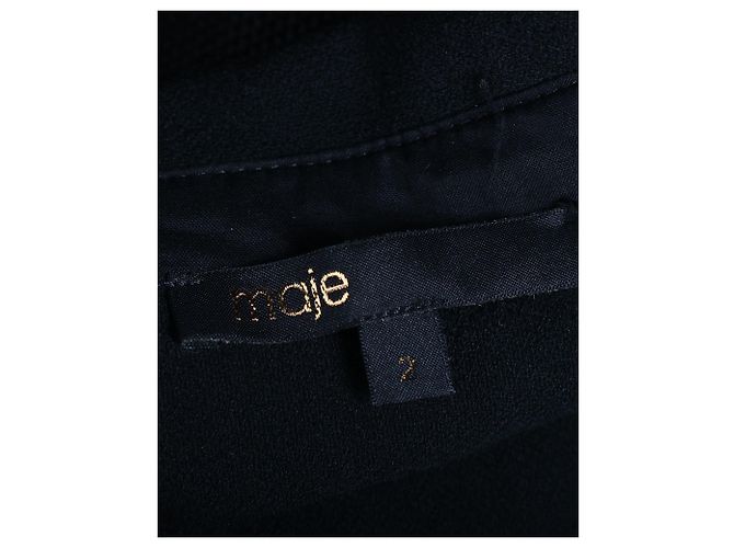Maje Minikleid mit Rüschenärmeln aus schwarzem Polyester - Ansicht 4