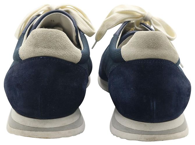 Brunello Cucinelli Baskets à Lacets à Empiècements en Daim Bleu Marine - vue 3