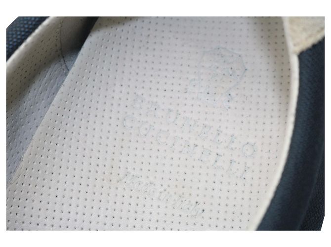 Brunello Cucinelli Baskets à Lacets à Empiècements en Daim Bleu Marine - vue 7