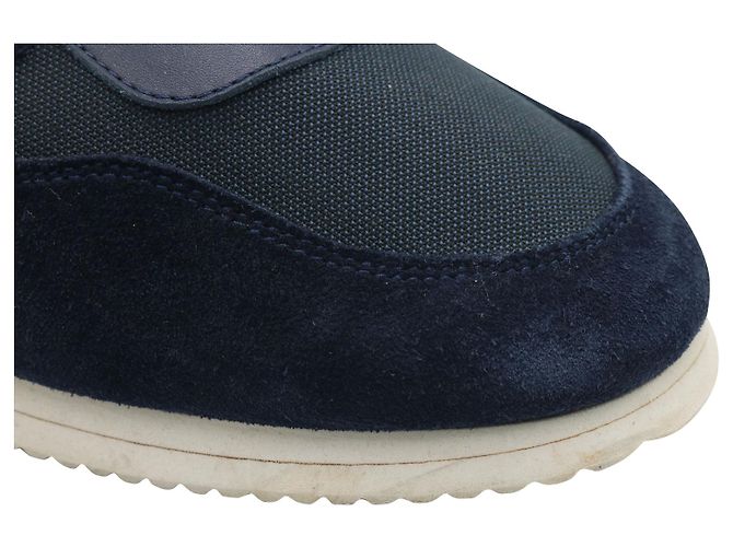 Brunello Cucinelli Baskets à Lacets à Empiècements en Daim Bleu Marine - vue 8