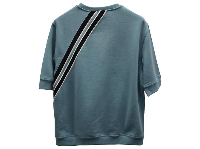 Hermès „Run H“ T-Shirt aus blaugrüner Baumwolle - Ansicht 2