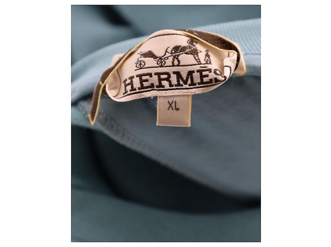 Hermès „Run H“ T-Shirt aus blaugrüner Baumwolle - Ansicht 4