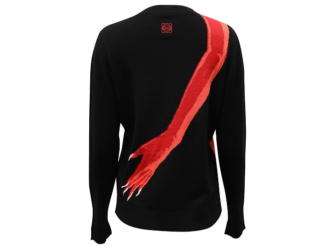 Loewe Glove Intarsienpullover aus schwarzer Wolle - Ansicht 3